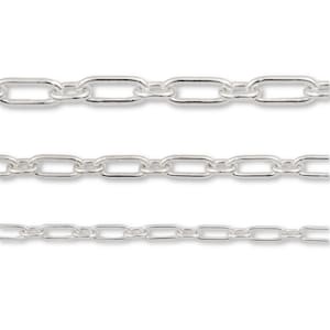 Sterling Silver Paperclip Figaro Chain Roll - Chain for Permanent Jewellery Making - Bracelets, Anklets, Necklaces - Bulk 925 Silver Chain