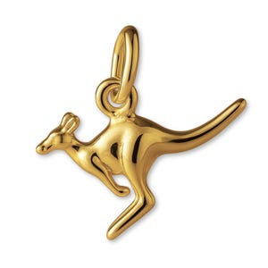 Solid 9ct Yellow Gold Jumping Kangaroo Charm - Animal Charms - 9k / 375 Gold Charms for Necklaces, Bracelets and Earrings