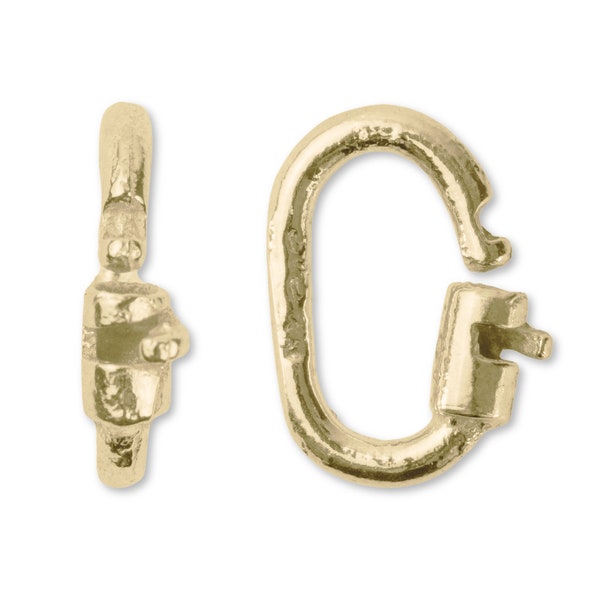 Anneaux cadenassables en or massif 9 carats - Anneau sautant cadenas maillons - bélière pour anneaux sautant ovale estampée - Anneau sautant cadenas or jaune 375