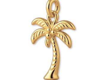 14ct Gold Plated Tropical Palm Tree Charm - Nautical & Sea Charms - 14k Necklace and Bracelet Charms - 14k Gold Earring Charm