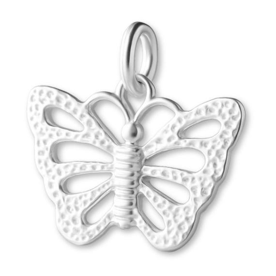 Solid 925 Sterling Silver Speckled Monarch Butterfly Charm