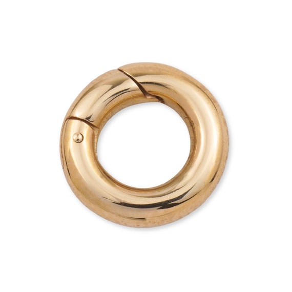 9K Solid Gold Endless Hinged Clicker Round Circle Clasp, 375 Solid Gold Chain Enhancer Charm Link - Spring Loaded Pearl Shortener