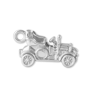 Solid 925 Sterling Silver Vintage Convertible Car Charm - Transport & Vehicle Charms - 925 Silver Necklace, Bracelet and Earring Charm