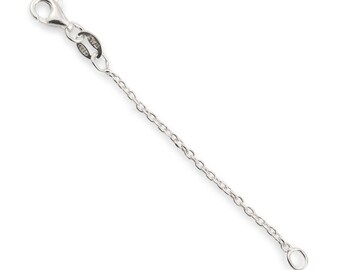 Sterling Silver Diamond Cut Cable Chain Extender - Custom Length Extension Chain for Necklace, Bracelet, Anklet - 925 Silver Chain Extender