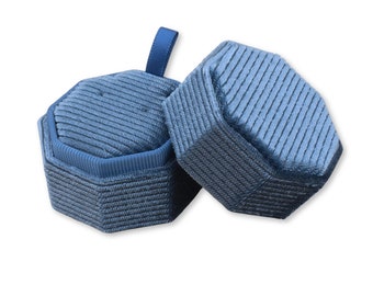 Octagon Earring Box - Sky Blue | Fine Jewellery Boxes | Luxury Velvet Corduroy Jewellery Packaging |  Jewellery Storage / Display Box