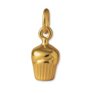 Solid Gold Muffin Charm - Etsy Solid 10k Gold Cupcake Charm - Cute Birthday Jewelry Gifts main image 0