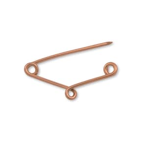 9k Solid Rose Gold Safety Pin - Wire Safety Pin w Loop - 375 Pink Gold Safety Pin Tension Lock - Safety Pin Earring / Brooch Pin / Chain Pin