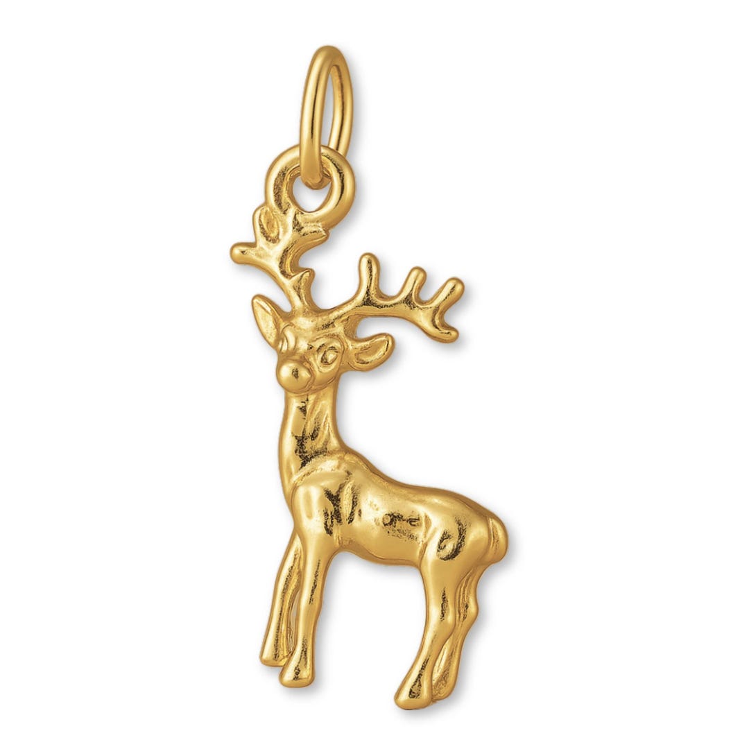 Solid 18ct Yellow Gold Rudolph Reindeer Charm - Christmas Charms - 18k ...
