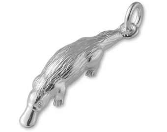 Solid 925 Sterling Silver Australian Platypus Charm - Animal Charms - 925 Silver Charms for Necklaces, Bracelets and Earrings