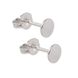 Sterling Silver Disc Studs - Earring Post w/ Flat Back - 925 Silver Post Stud Earrings - Sold As Pair / Bulk - Silver Post w Backing