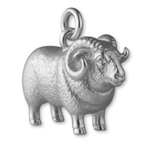 Solid 950 Platinum Boreray Ram Charm - Animal Charms - 950 Platinum Charms for Necklaces, Bracelets and Earrings