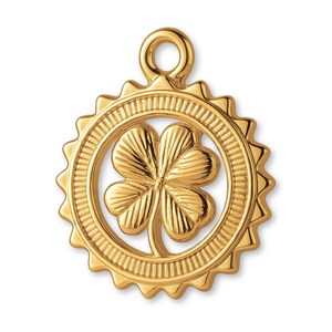 Pure 24ct Pure Gold Four Leaf Clover Medallion Charm - Good Luck Charms - 24k Necklace & Bracelet Charms - 999 Fine Gold Earring Charm
