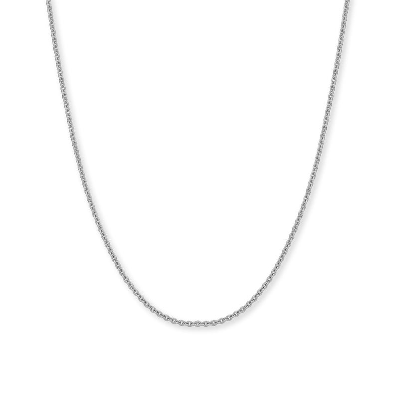 May include: A silver chain necklace with a delicate, cable-link design.