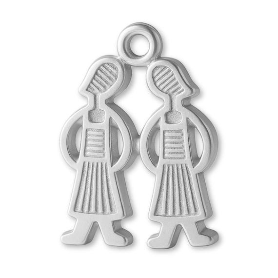 Solid 925 Sterling Silver Twin Sisters Charm Objects Trinket
