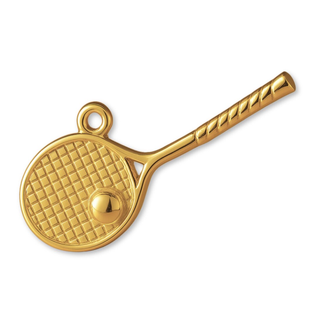 Solid 9ct Yellow Gold Tennis Racket Charm - Sports Charms - 9k / 375 ...