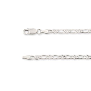 Sterling Silver Figaro 1:1 Chain Bracelet - Custom Length - Solid 925 Silver - High Polish Genuine Silver Bracelet / Anklet For Women & Men