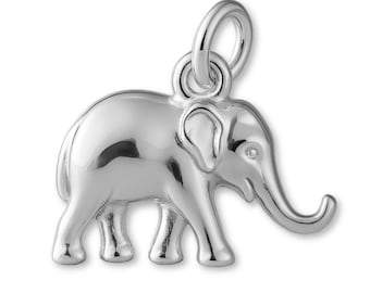 Solid 999 Pure Silver Asian Elephant Charm - Animal Charms - 999 Fine Silver Charms for Necklaces, Bracelets and Earrings