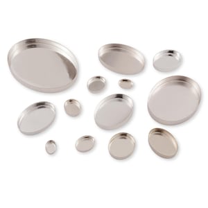 Sterling Silver Oval Bezel Cups - Flat Base Pre Made Silver Bezel Cup Settings - 925 Silver Oval Cups For Stone Setting - Bulk Findings