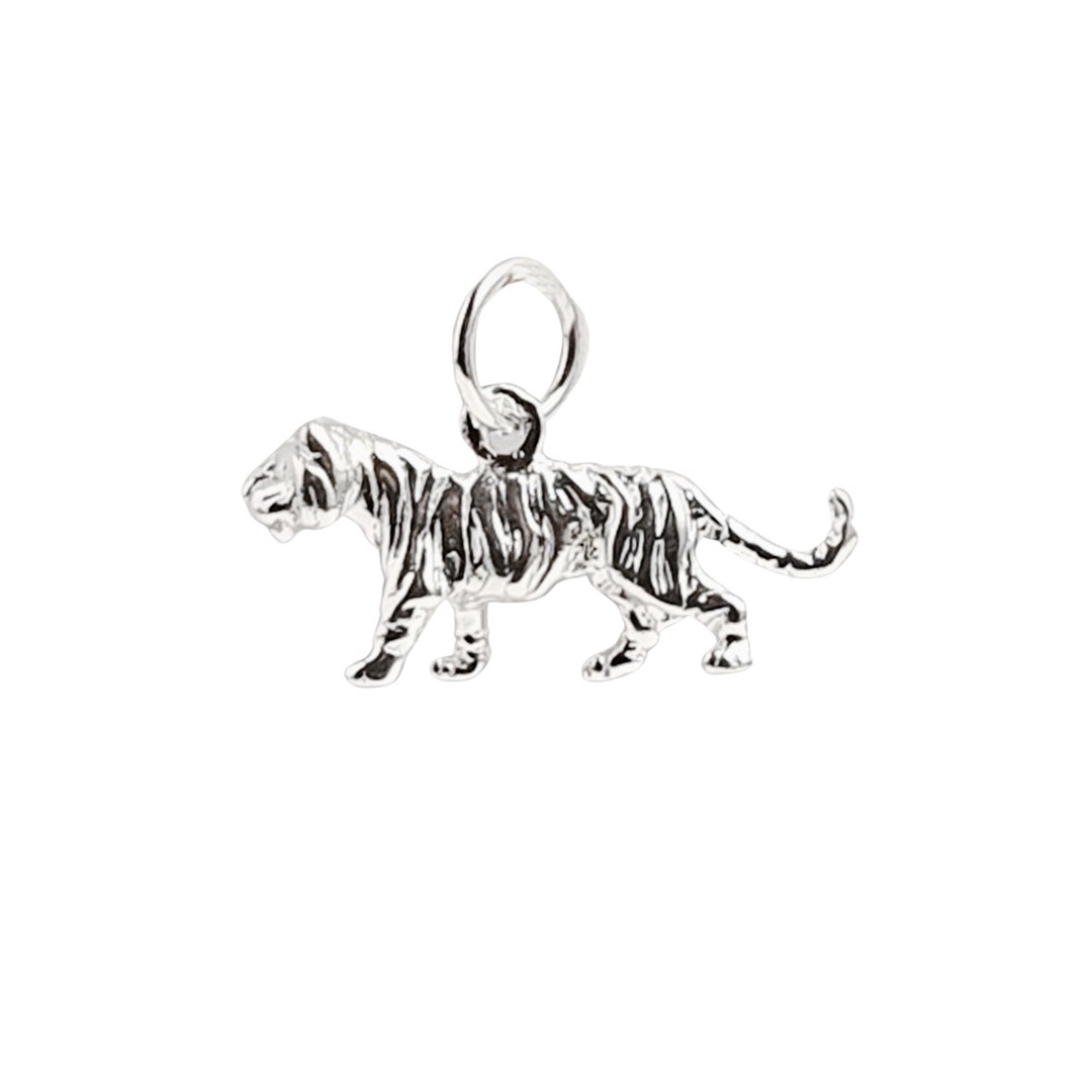 Sterling Silver Tiger Charm Genuine Solid 925 Silver Charm Etsy