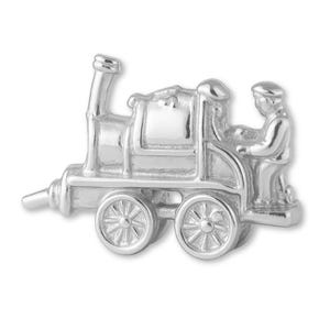 Solid 925 Sterling Silver Locomotive Train Driver Charm - Transport & Vehicle Charms - 925 Silver Necklace, Bracelet and Earring Charm