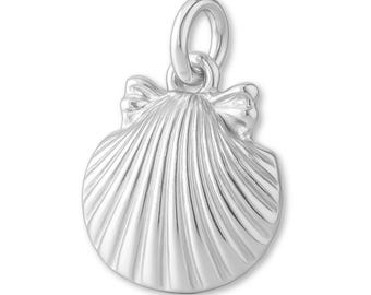 Solid 925 Sterling Silver Cockle Beach Shell Charm - Nautical & Sea Charms - 925 Silver Necklace, Bracelet and Earring Charm