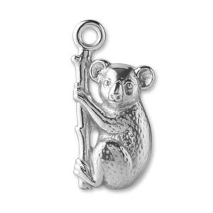 Solid 925 Sterling Silver Koala Hugging Tree Charm - Animal Charms - 925 Silver Charms for Necklaces, Bracelets and Earrings