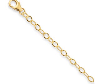 14k Gold Bevelled Oval Chain Extender - Custom Length Extension Chain for Necklaces, Bracelets, Anklets - 14/20 Gold Filled Chain Extender