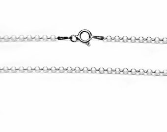 Sterling Silver Necklace Chain - Rolo Chain w/ Bolt Ring Clasp - 450mm / 500mm - Unisex 925 Silver Chain - Bulk Finished Silver Chain