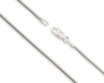 Sterling Silver Snake Chain Necklace - Custom Length - Solid 925 Silver - Genuine 925 Sterling Silver Chain Necklace For Men & Women