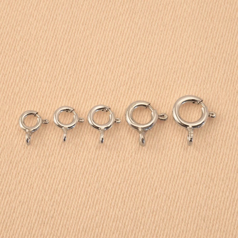 9K Solid White Gold Bolt Ring Clasp W/ Open Ring - Spring Loaded ...