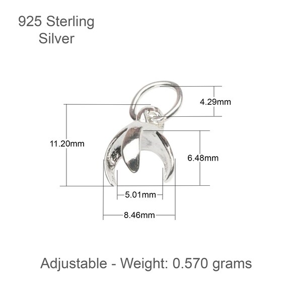 Sterling Silver Short Claw Prong Setting With Bail 925 Silver