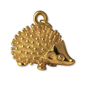 Solid 9ct Yellow Gold Woodland Hedgehog Charm - Animal Charms - 9k / 375 Gold Charms for Necklaces, Bracelets and Earrings