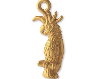 14ct Gold Plated Australian Cockatoo Charm - Animal Charms - 14k Gold Charms for Necklaces, Bracelets and Earrings