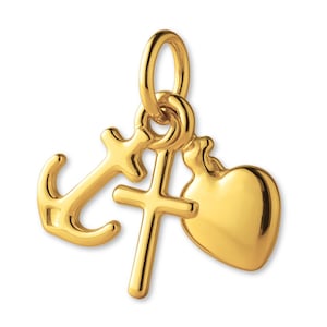Solid 24ct Pure Gold Classic Faith, Hope & Love Charm - Love Charms - 9999 24k Fine Gold Necklace, Bracelet and Earring Charm