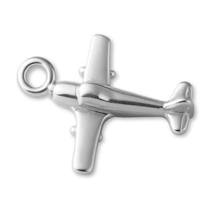 Solid 925 Sterling Silver Light Plane Charm - Transport & Vehicle Charms - 925 Silver Necklace, Bracelet and Earring Charm