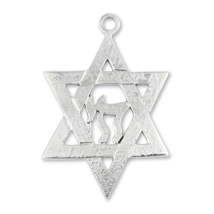 Solid 925 Sterling Silver Star of David w Chai Symbol Charm - Religious Charms - 925 Silver Necklace, Bracelet and Earring Charm