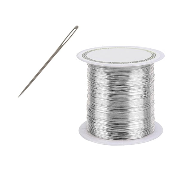 Solid 950 Platinum Embroidery Thread | Solid Platinum Thread 0.3mm - 0.4mm / 28GA - 26GA | Metalwork Sewing | Jewellery Making Supplies