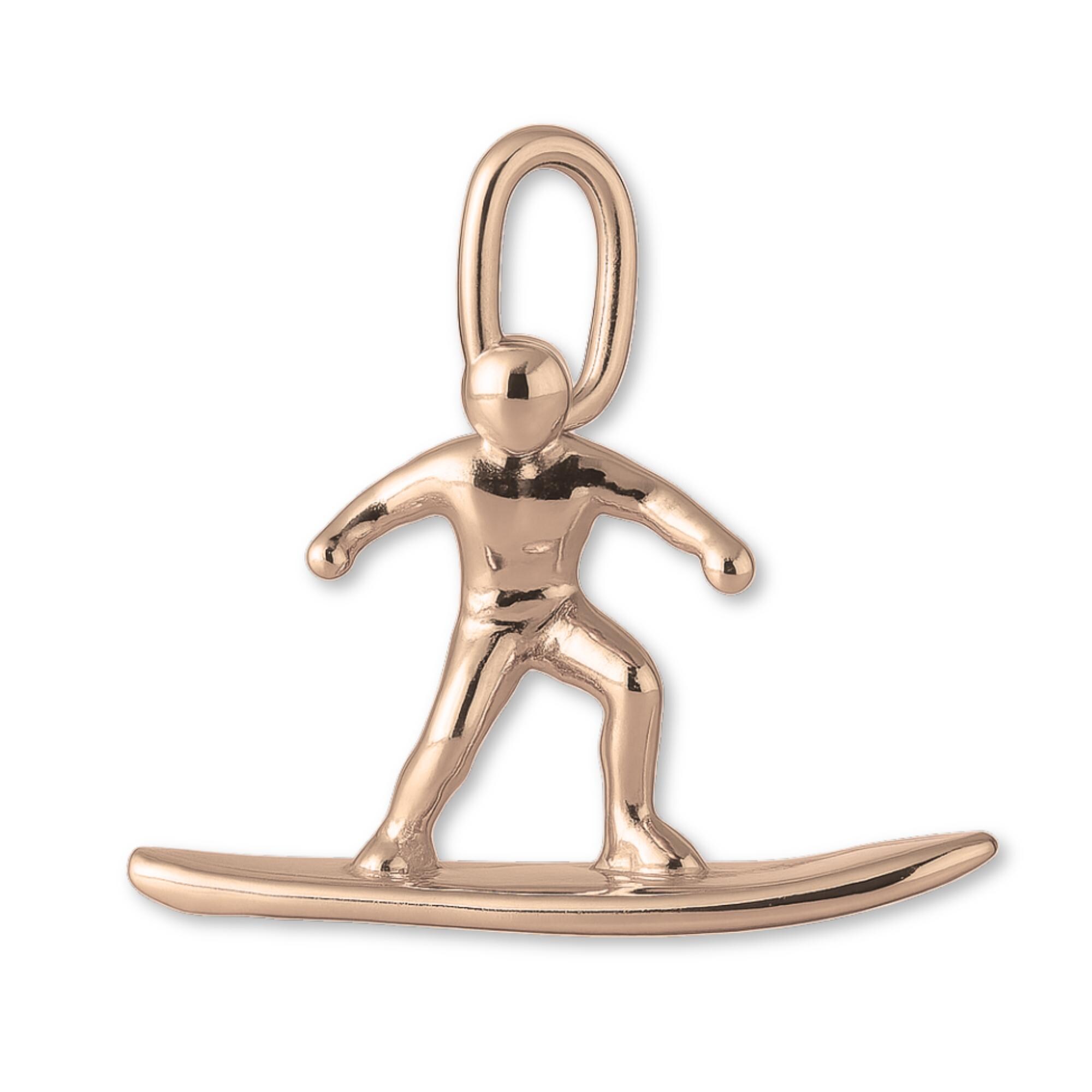 Solid 18ct Rose Gold Resort Snowboarder Charm - Sports Charms