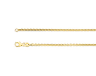 May include: A gold rope chain necklace with a lobster clasp.