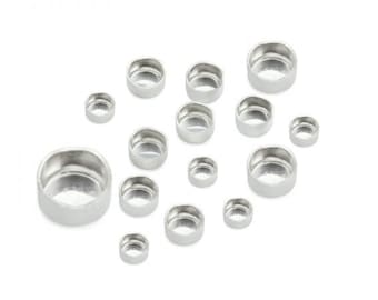 Sterling Silver Round Bezel Cups - Flat Base Pre Made Silver Bezel Cup Settings - 925 Silver Round Cups For Stone Setting - Bulk Findings