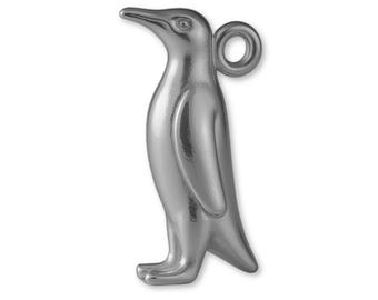 Solid 950 Platinum King Penguin Charm - Animal Charms - 950 Platinum Charms for Necklaces, Bracelets and Earrings