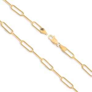 18k Solid Gold Paperclip Chain Necklace - Custom Length - Solid 750 Yellow Gold - Genuine 18ct Gold Chain Necklace For Men & Women