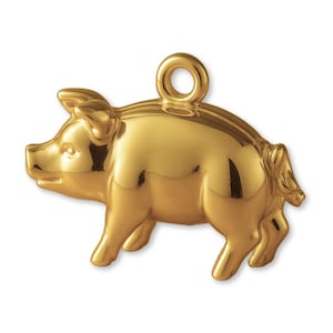 Solid 9ct Yellow Gold Heritage Pig Charm - Animal Charms - 9k / 375 Gold Charms for Necklaces, Bracelets and Earrings
