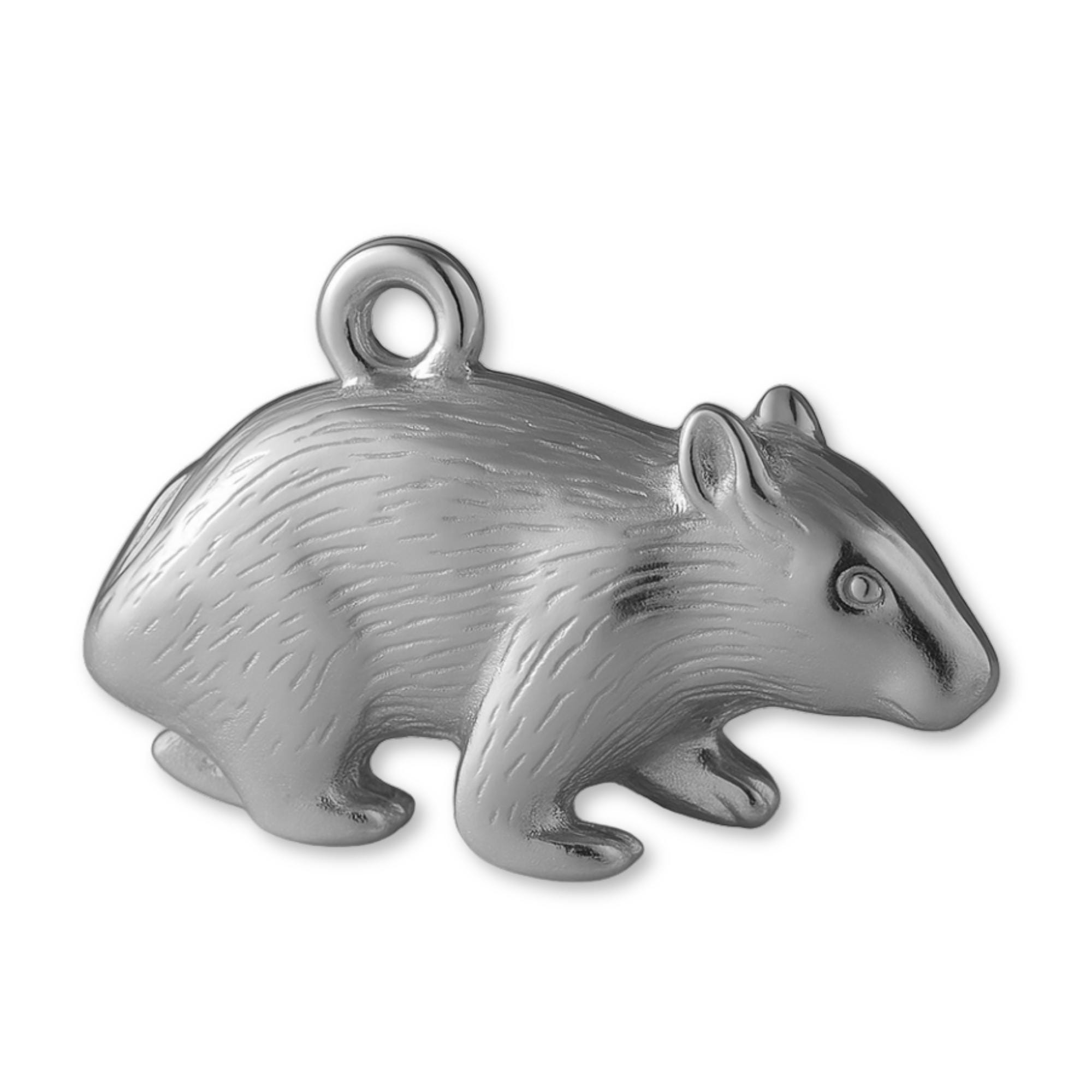 Solid 950 Platinum Hairy Wombat Charm Animal Charms 950 - Main Image