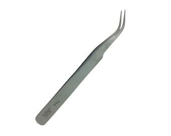 Curved Fine Tip Tweezers | Anti Acid, Stainless Antimagnetic Tweezers | Premium Quality | Fine Point | Size #7 | Jewellery Making Tools