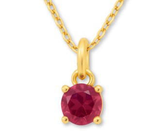 Solid 9ct Gold October Birthstone Necklace - 9k / 375 Gold Pink Tourmaline Birthstone Necklace | Ethically Sourced Birthstone Jewellery