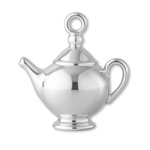 Solid 999 Pure Silver Classic Teapot Charm - Objects & Trinket Charms - 999 Fine Silver Necklace, Bracelet and Earring Charm