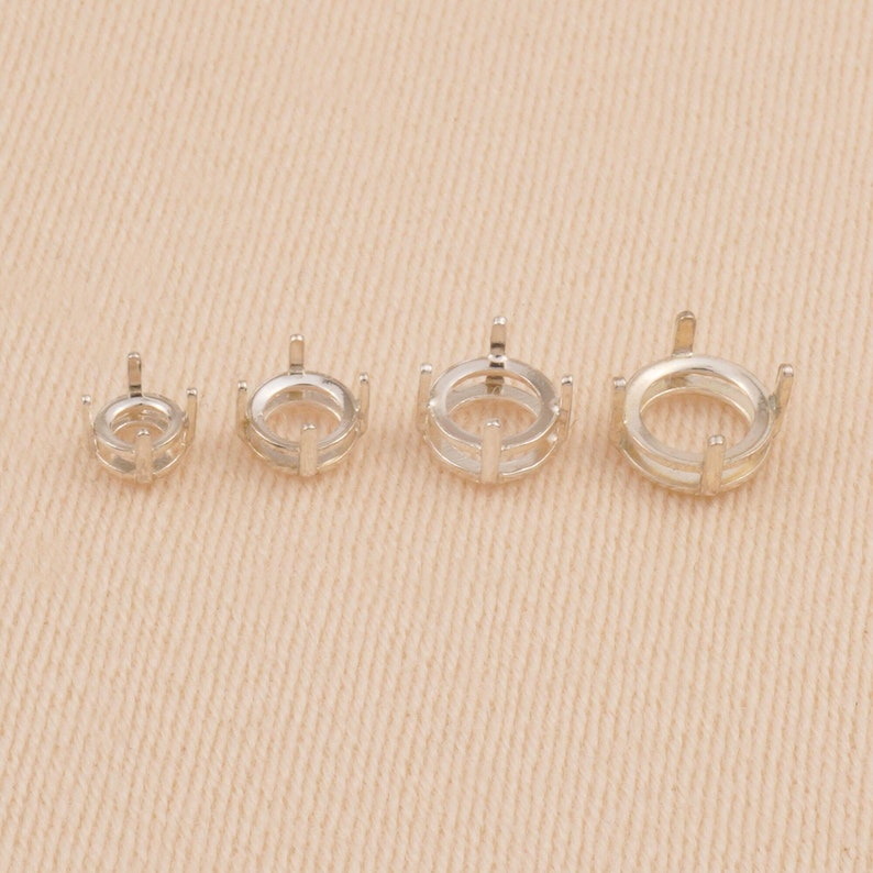 Sterling Silver Round Basket Setting - 4 Prong Claw Round Cabochon Setting - 925 Silver Stone Setting Blank - Jewellery Making Supplies bild 4