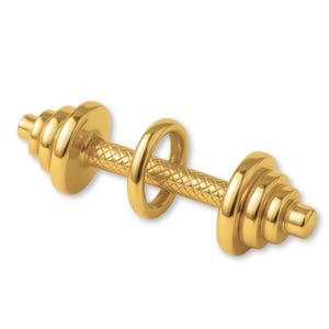Solid 24ct Pure Gold Classic Barbell Charm - Sports Charms - 9999 24k Fine Gold Necklace, Bracelet and Earring Charm