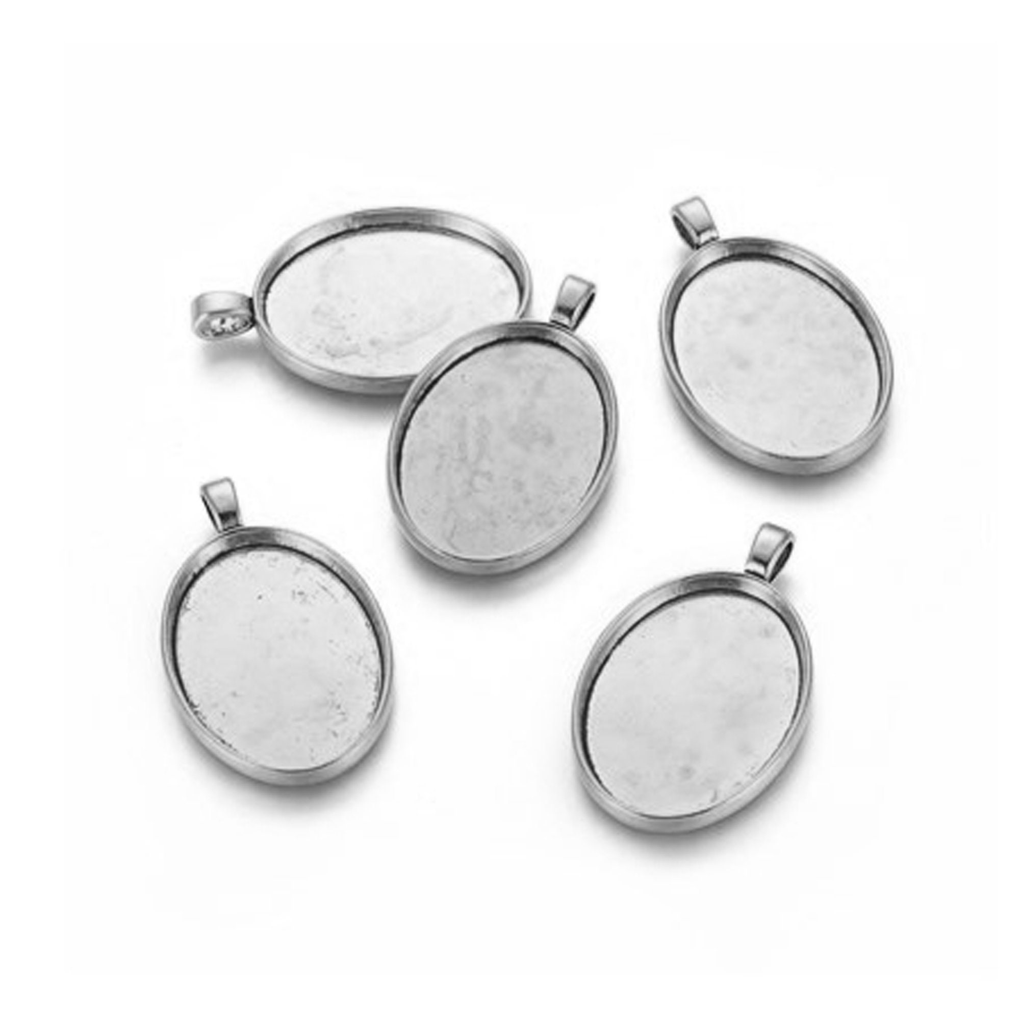 Sterling Silver Oval Pendant Bezel Blank W/ Bail 925 Silver Etsy